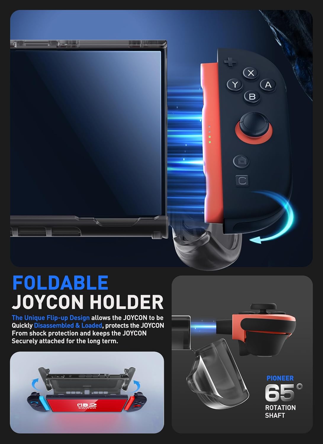 Mumba Dockable Clear Case for Nintendo Switch 2 (2025), Lightweight Protective Cover with Quick-Release Joy-Con Design, Hard PC Back Panel+Soft TPU Grip, Compatible with Switch 2 Console (FrostBlack) - Image 3