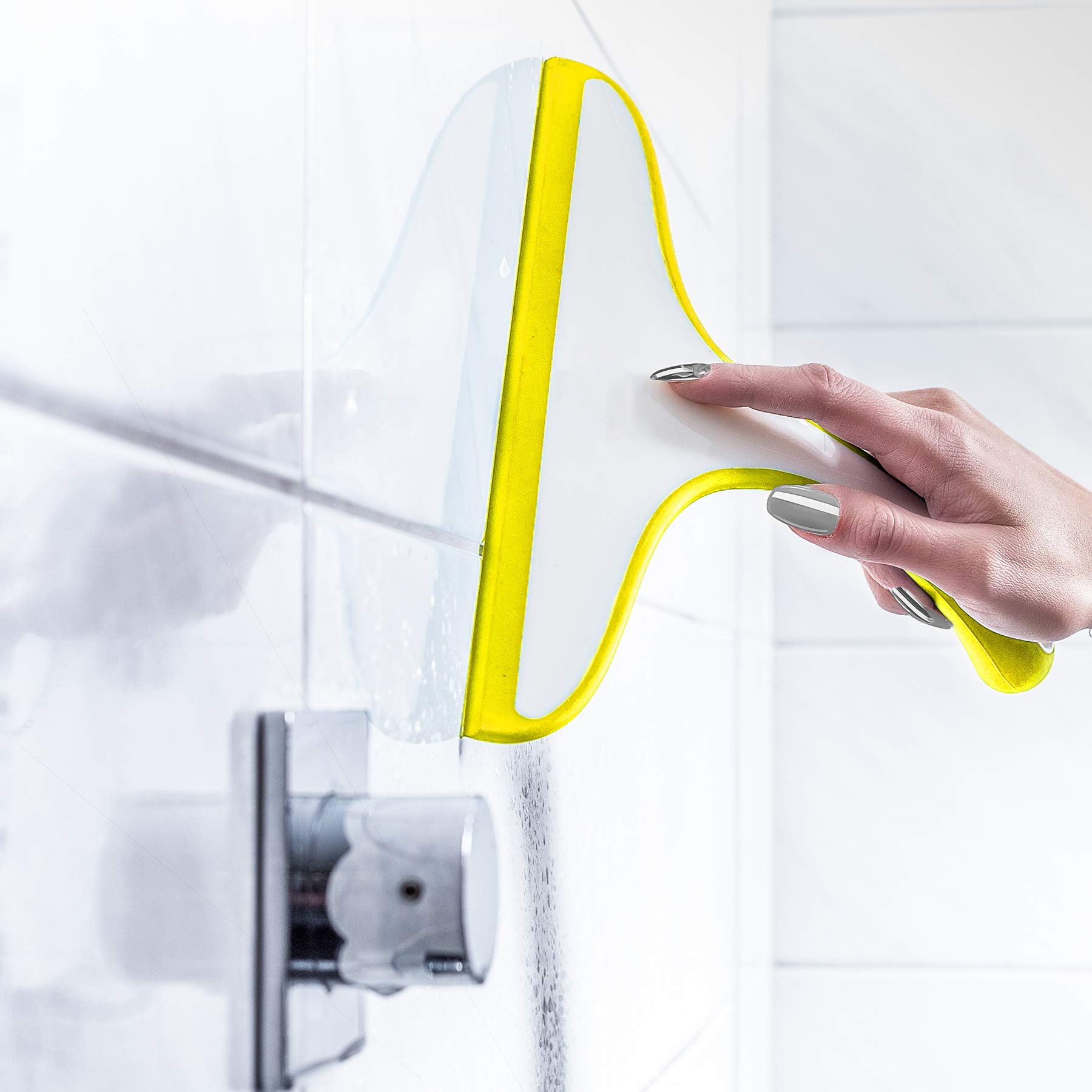 Tergivetro Per Doccia Con Ventosa - Spatola Lavavetri 25,5cm Per Box Doccia E Specchi, Nero - Foto 11