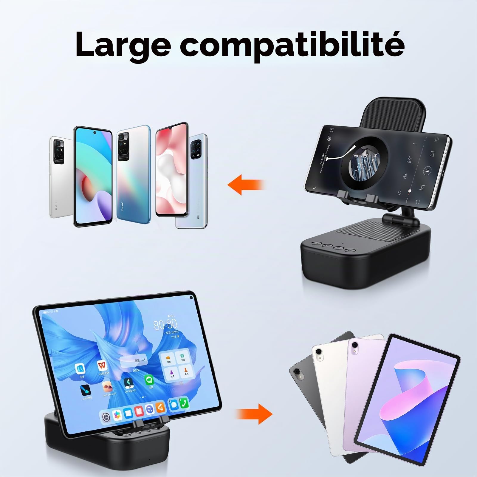 Enceinte Bluetooth Portable,Support Pliable pour téléphone Portable Bureau,Anti-Dérapant&Son Surround HD,IP7 Waterproof,Support Téléphone Bureau Convient pour Phone/Pad, pour Hommes,Femmes