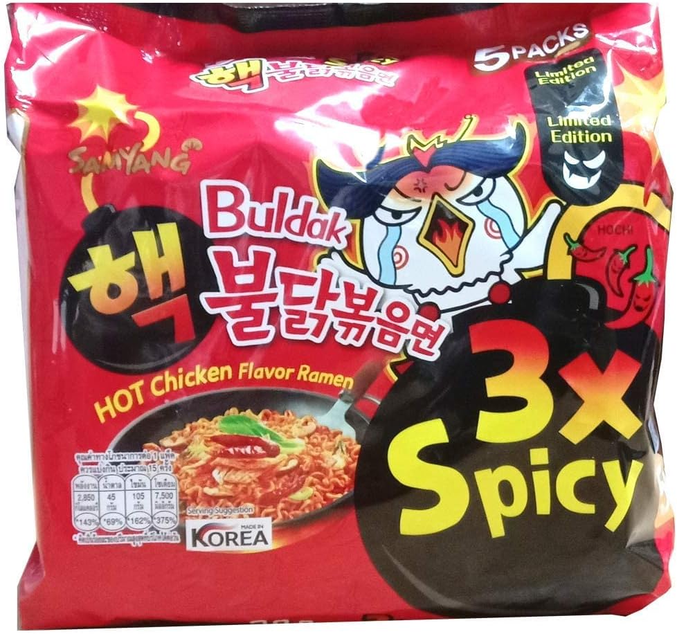 Samyang 3X Spicy Buldak Hot Chicken Flavour Instant Korean Noodles - 140gm*5Pack (Pack of 5) (Imported)
