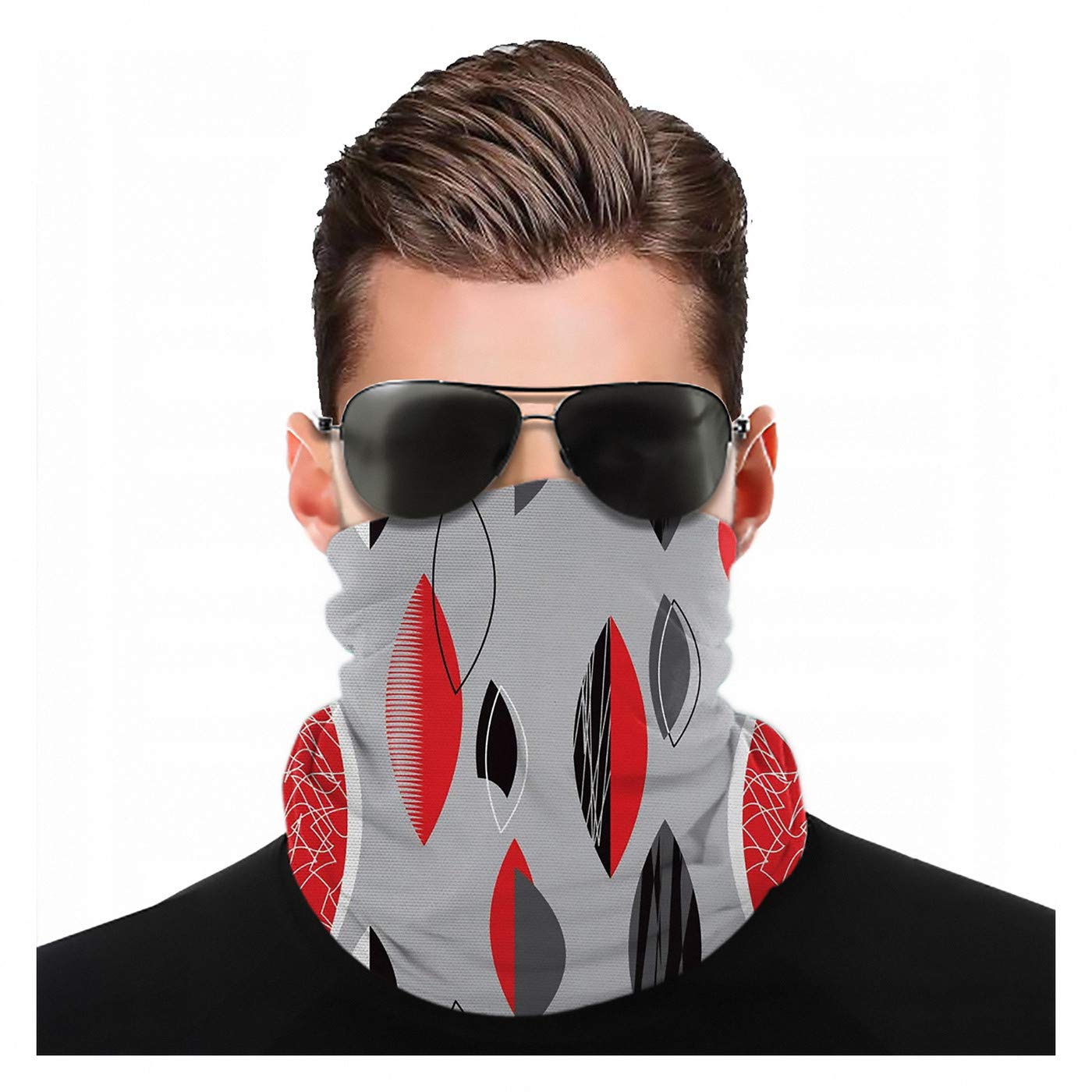 Yeuss Mid Century Fabric by Head Scarf, Abstract Oval Leaf Forms with Different Designs and Color Combinations,Scarf large square headdress Changeable turban