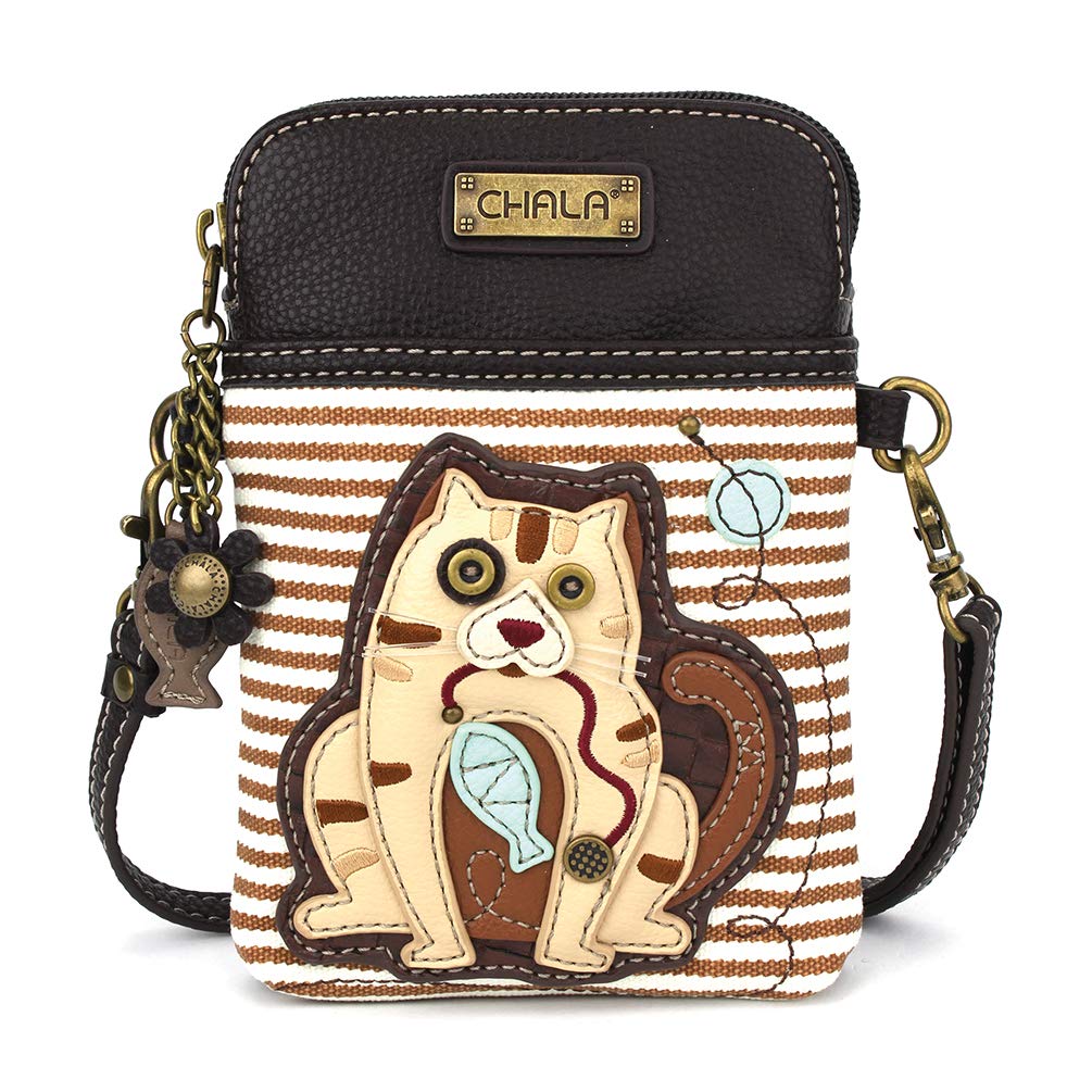 CHALA Cat Collection Cell Phone Crossbody Purse-Women PU Leather/Canvas Multicolor Handbag with Adjustable Strap