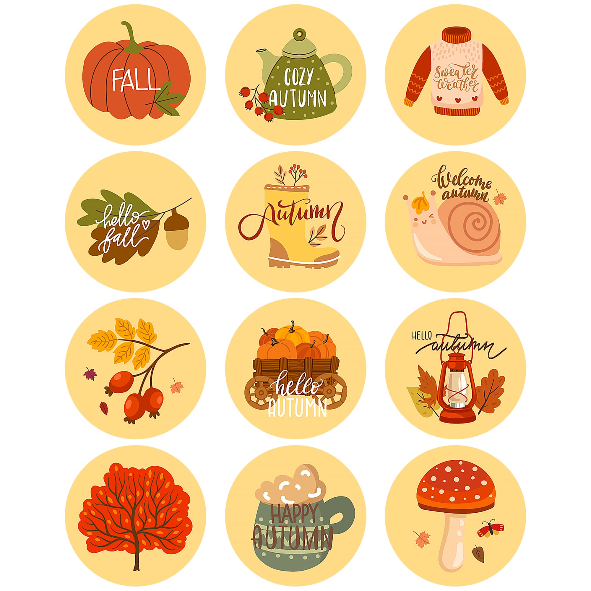 autumn　オータム　ステッカー Amazon.com: Lucleag Hello Fall Pumpkin Maple Leaves Stickers
