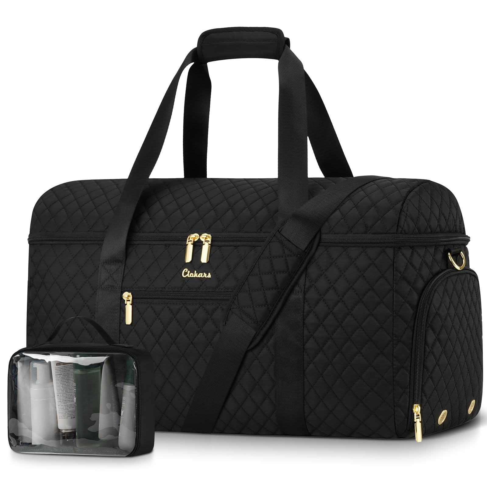 Photo 1 of CLOKARS Travel Weekender Bags for Women: Overnight Bag with Shoe Compartment Large Travel Duffle Bag with Toiletry Bag Carry on Bag Personal Item Bag with Wet Pocket Hospital Bag for Women Black