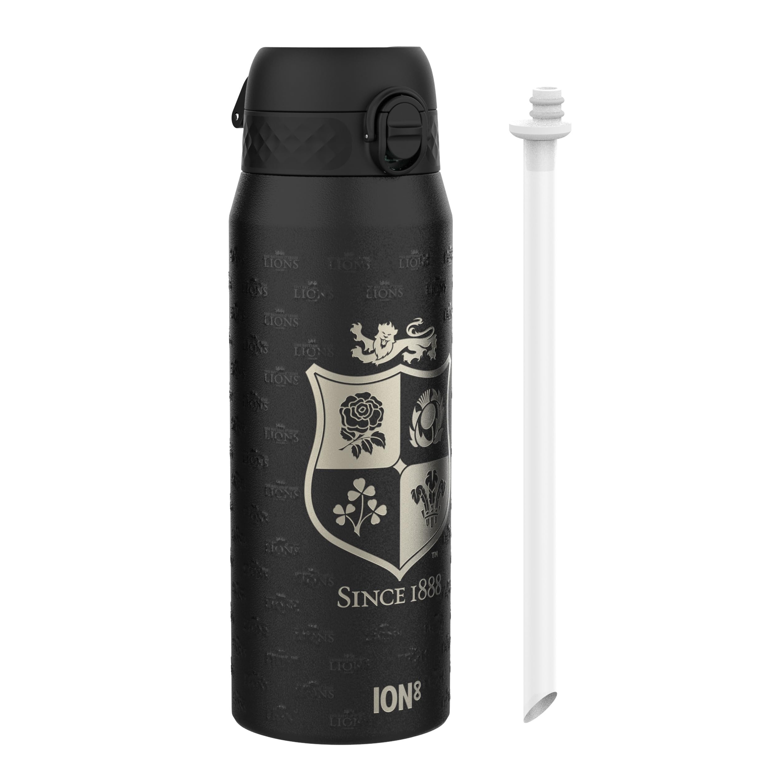 British & Irish Lions Rugby Nothing Like The Lions Sports Thermal Water Bottle with Removable Straw, 750ml/24oz, Leak Proof Insulated Drinking Bottle, Easy to Open, Secure Lock, Dishwasher Safe