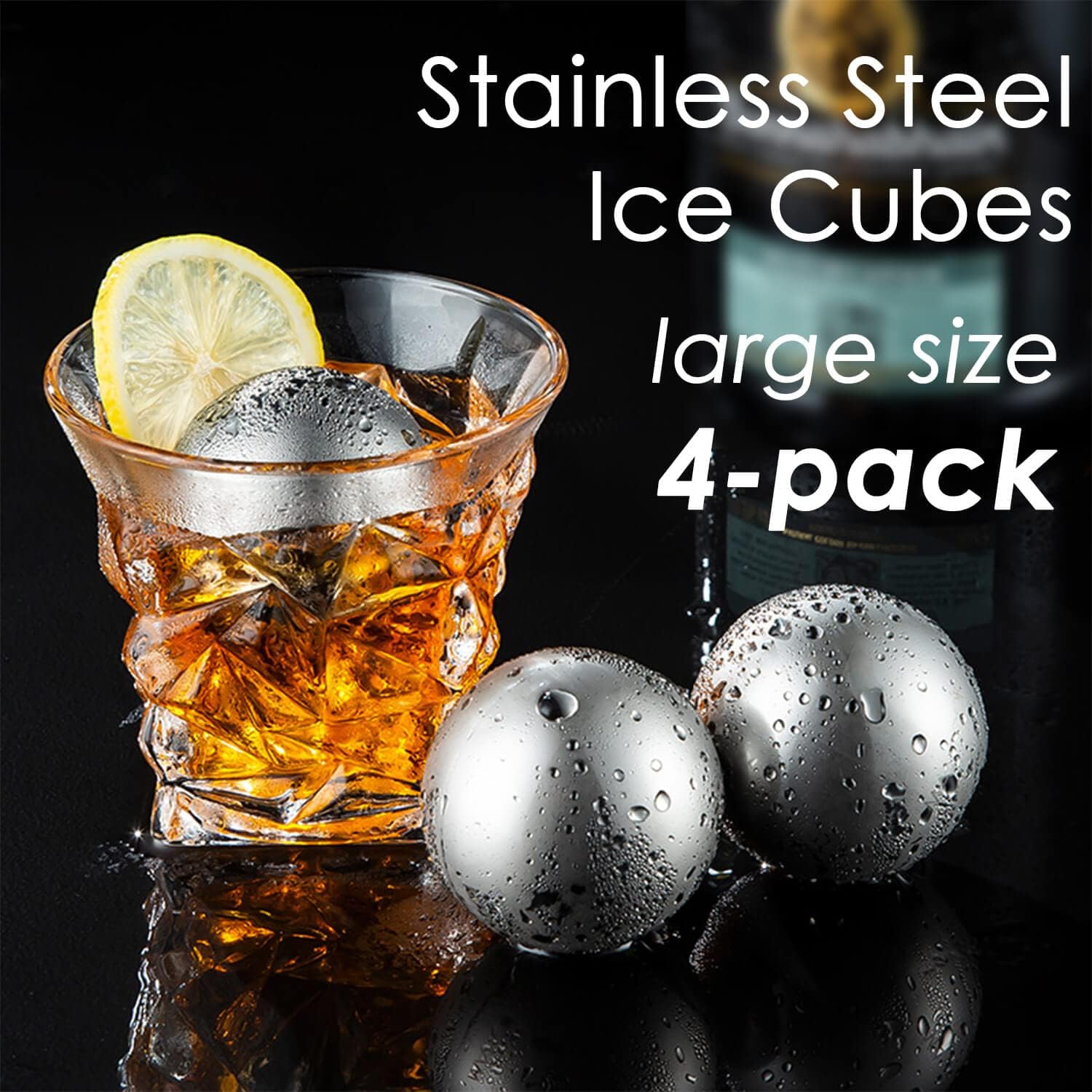 Whiskey Stone Gifts Set, Reusable Metal Ice Cubes, XL Large Stainless Steel Whiskey Stone, Refreezable Ice Ball Set with Storage Case, Unique Christmas Bourbon Gifts, Ice Rocks Wine Chiller