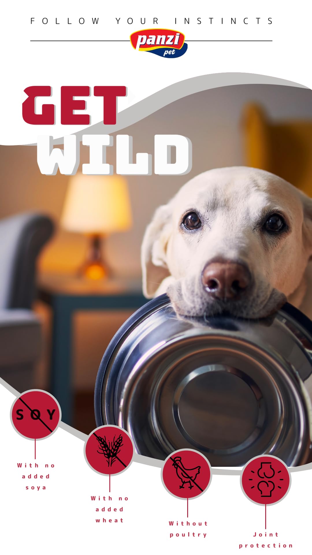 Panzi Pet - Get Wild Cordero Hipoalergénico 15 kg – Alimento sin Pollo – para Perros sensibles o Mayores – Sabor a Cordero