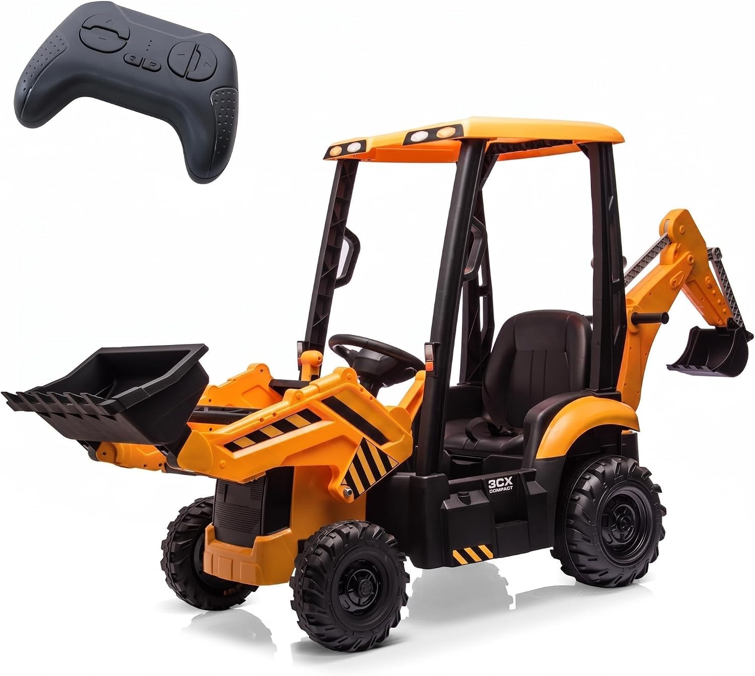 RBFGYIOP 4-In-1 Kids Ride on Excavator with Remote Control & Dumper, Yellow