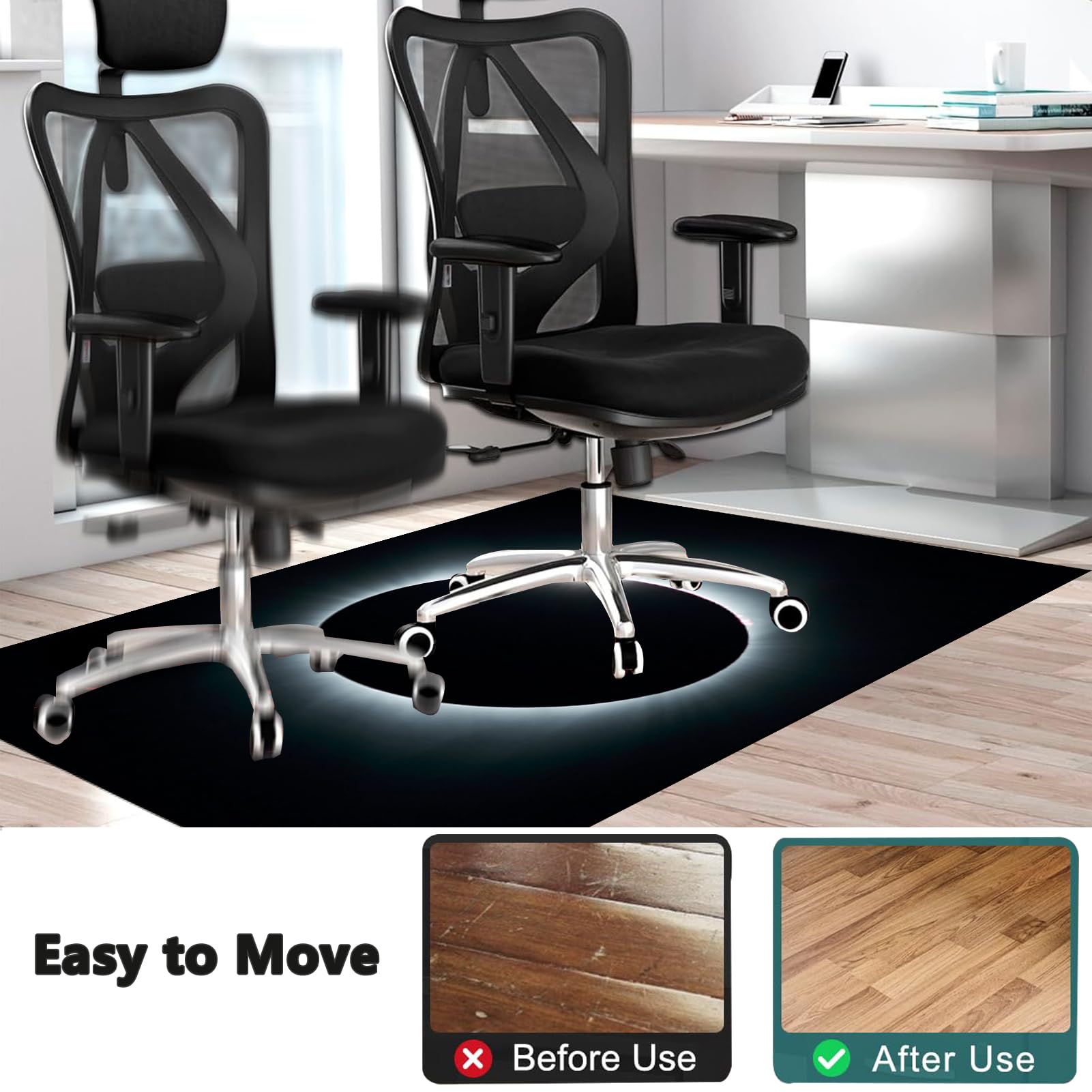 Alfombrilla Protectora Suelo para Silla de Ruedas Oficina Alfombra Antideslizante Silla Gaming Alfombrilla Gaming de Suelo 90 x 110 cm Alfombrilla Protección para Suelos Duros Laminado Parqué