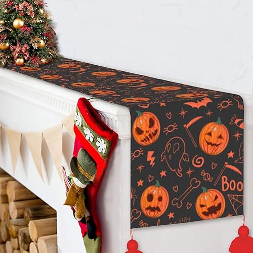 Vista 34 de Christmas Table Runner 60 Inches Long Fall Table Runner for Dining Table Christmas Decorations Coffe Table Runner with Tassels Kitchen & Table