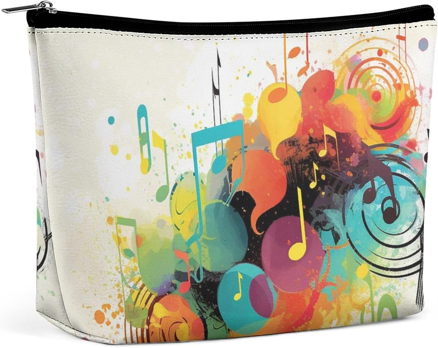 Large Capacity Cosmetic Bag Waterproof Cosmetic Organizer Abstract Music Themed Cosmetic Accessories Organizer for Women/girl