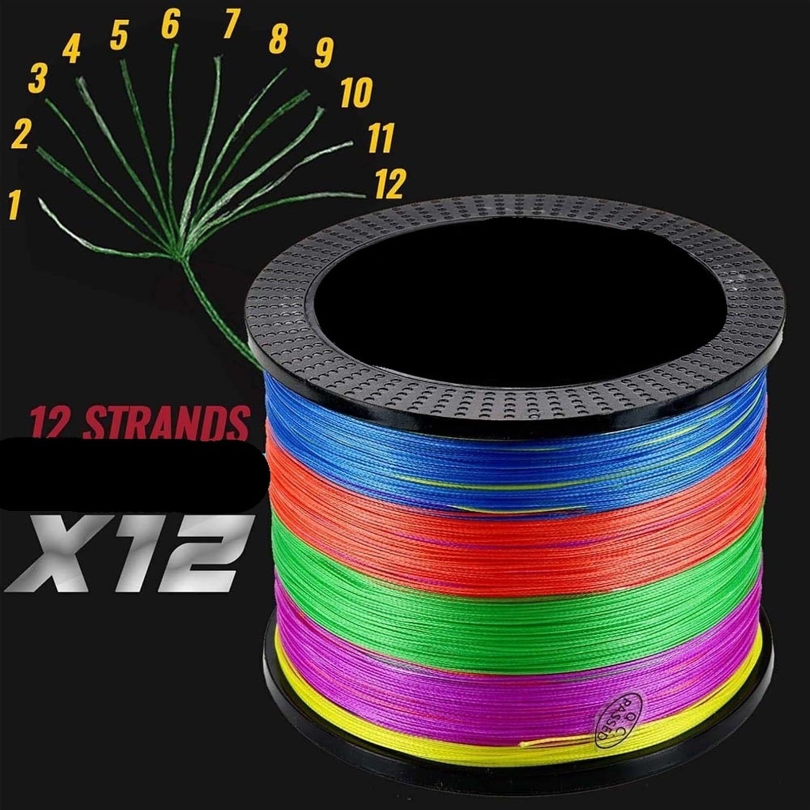 Filo Pesca Lenza da pesca a 12 fili 500M/100M/300/1000M PE intrecciato filo resistente multifilamento durevole(X12 Strand Gray,1000M-0.50MM-120LB)