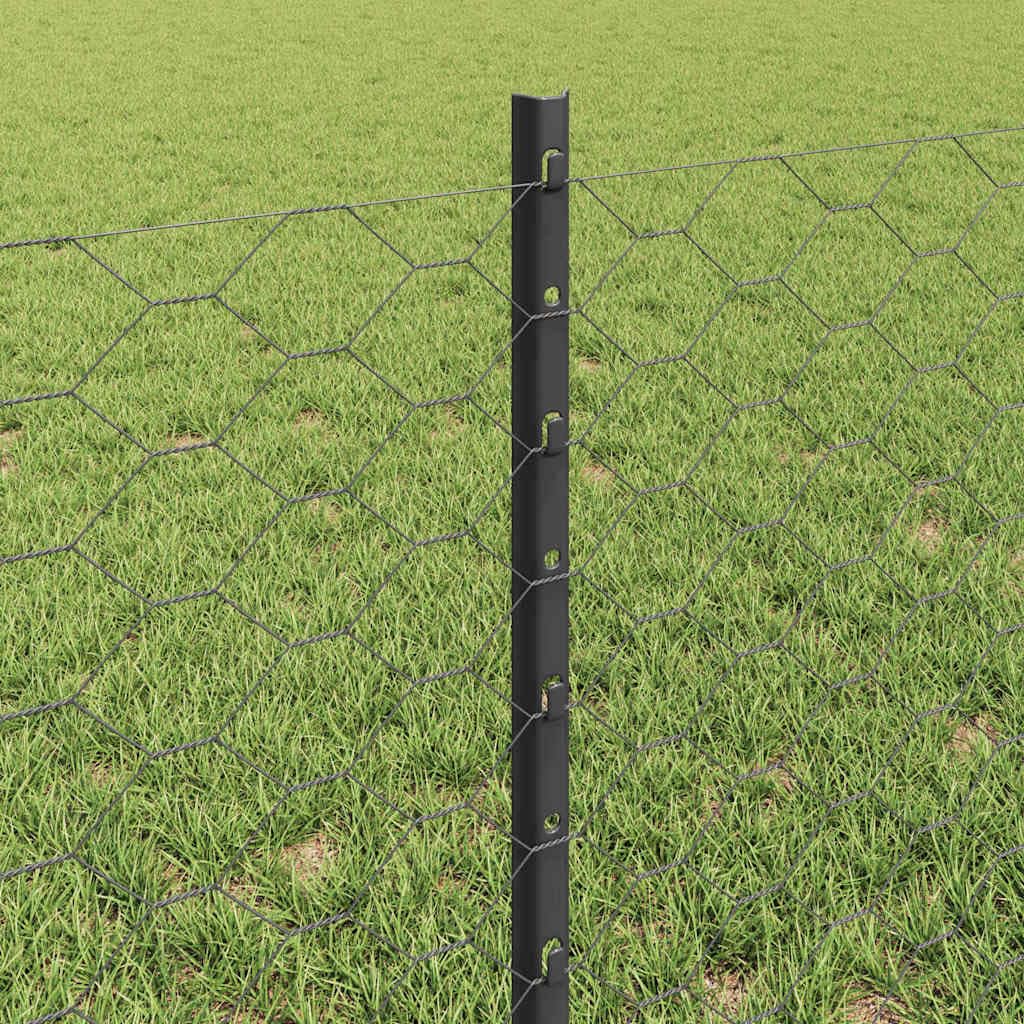 Set di pannelli per recinzione per esterni con pali in grigio, resistenti ai raggi UV e adattabili, per giardino e terrazza, superficie verniciata a polvere per una protezione duratura, struttura