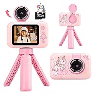 Fotocamera per Bambini con Treppiede, Macchina Fotografica Digitale Unicorno per Ragazze e Ragazzi 3