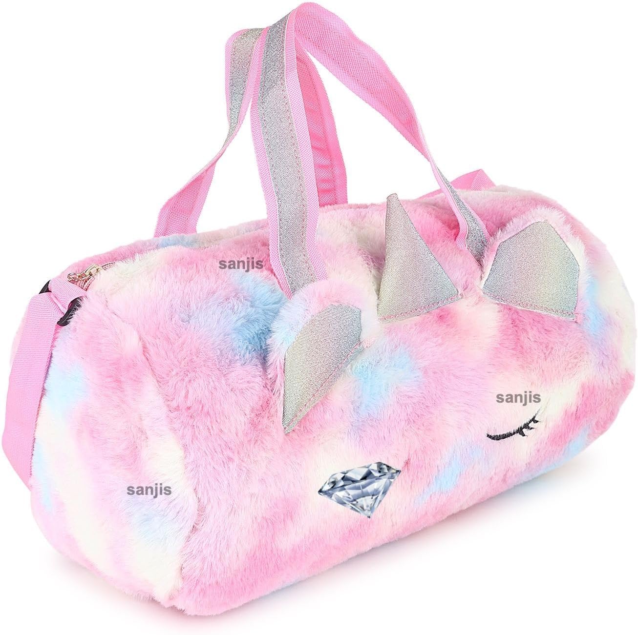 Fur Cute Cartoon Duffel Bag Handbag Fur Overnight Weekender Travel Bag Fancy Tote Picnic Dance Class Bag for Small Girls
