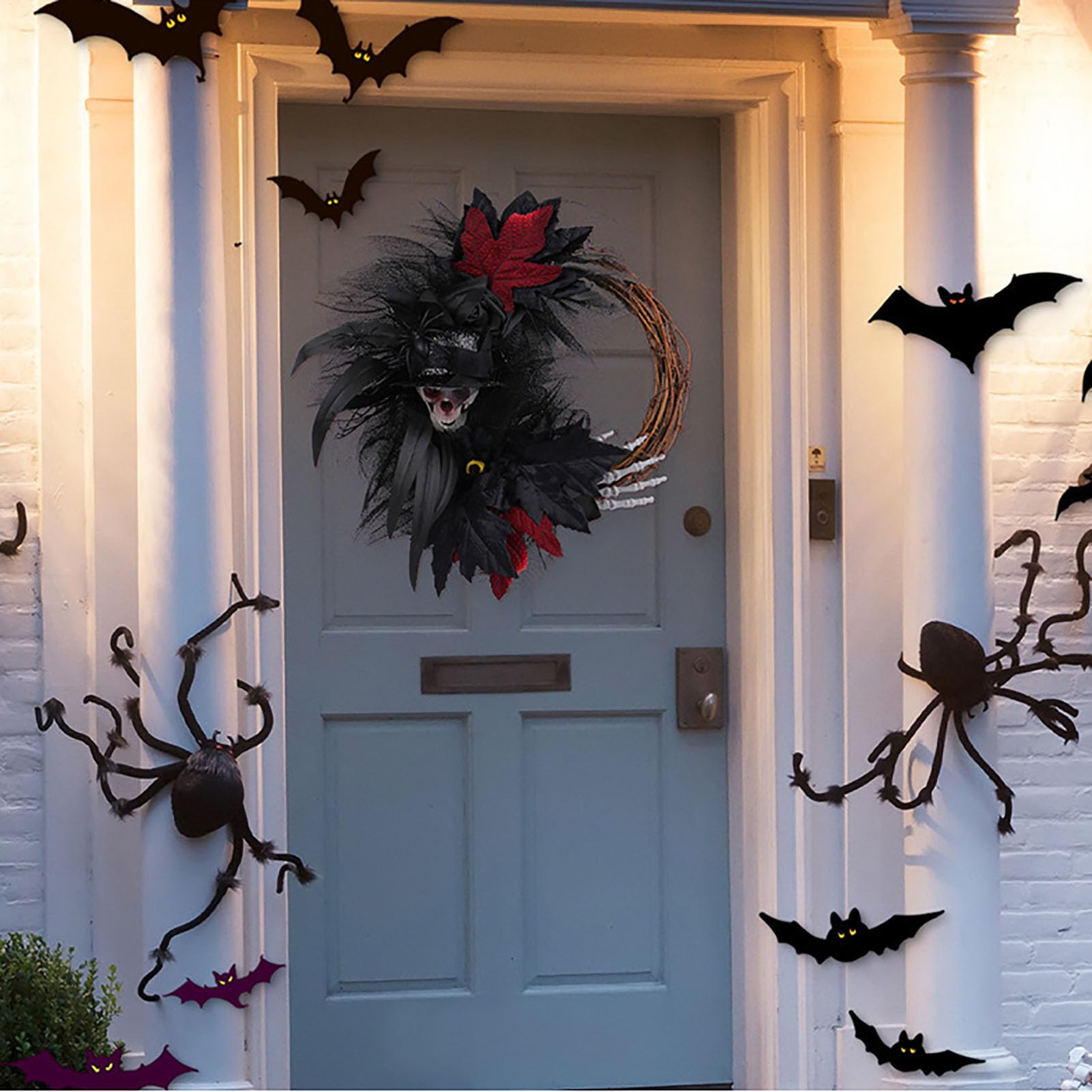 Wieniec Halloween z Czaszką i Rękami Szkieletu Straszny