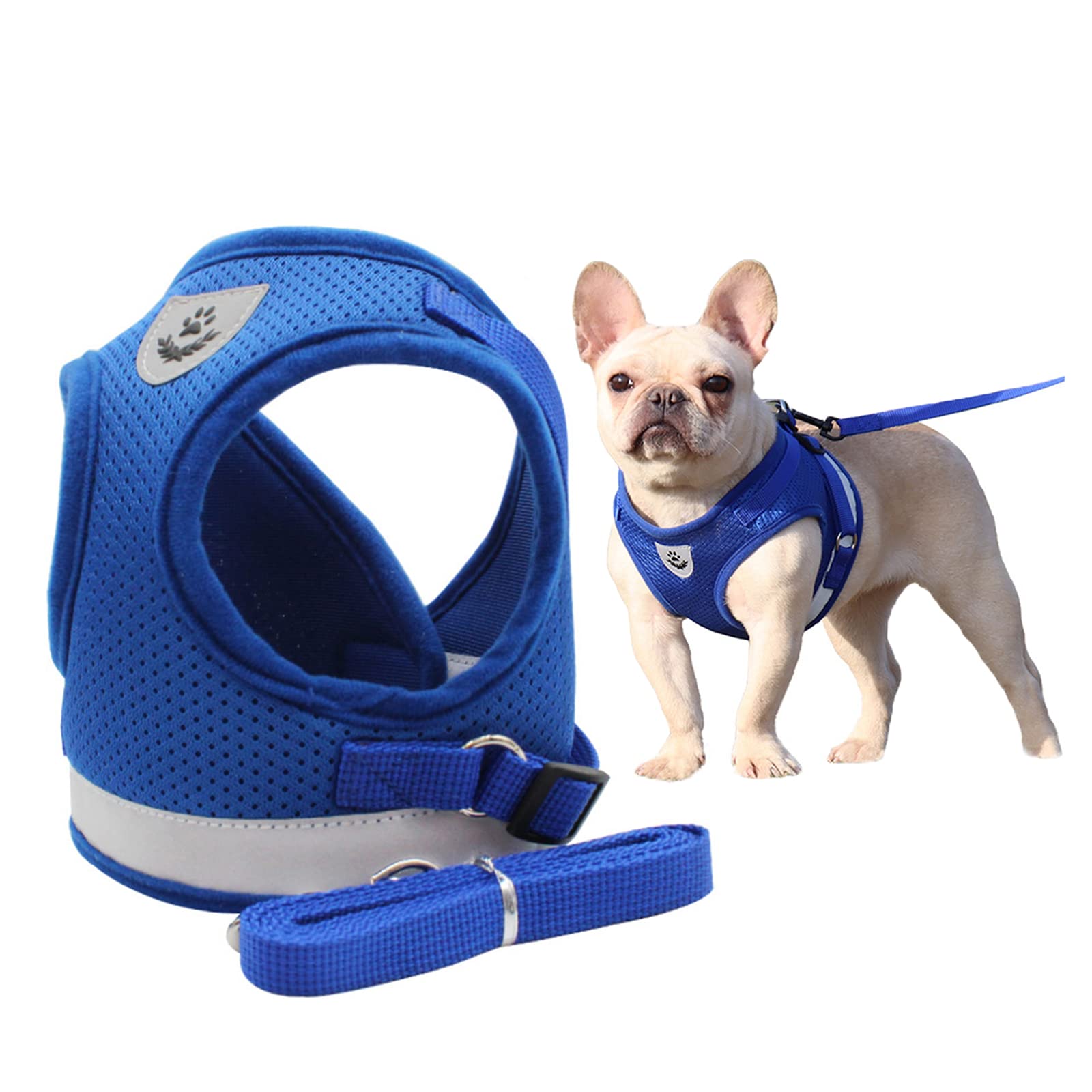 Harnais de Gilet de Chien et Ensemble de Laisse, Harnais Réfléchissant Réglable sans Traction Adapté Petits Animaux Lapin/Souris/Chats