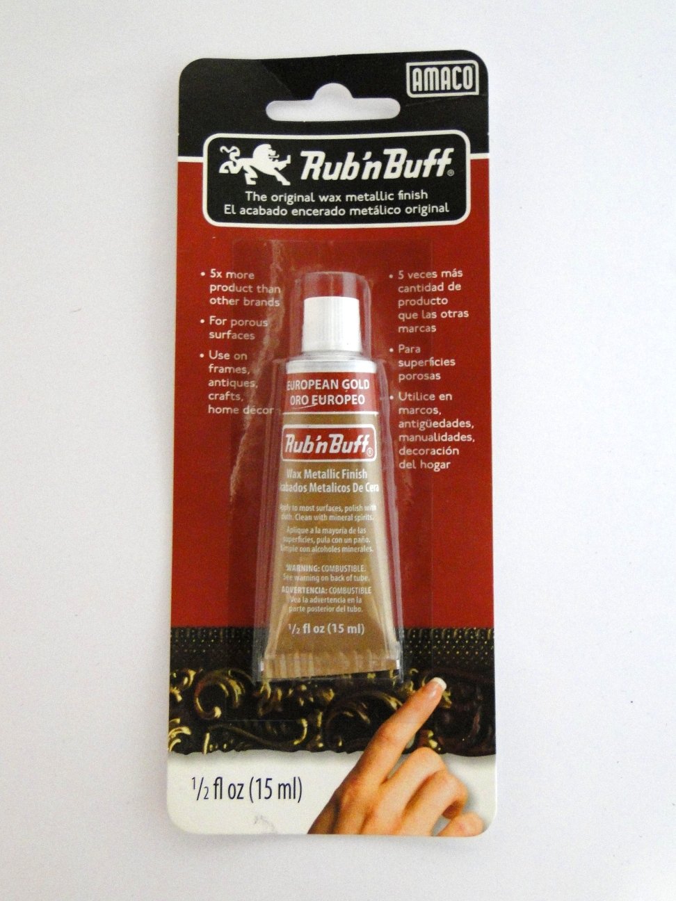 European Gold Rub N Buff Original Metallic Gilding Wax Based Antiquing Decorating Crafts 15ml (Pack of 1)