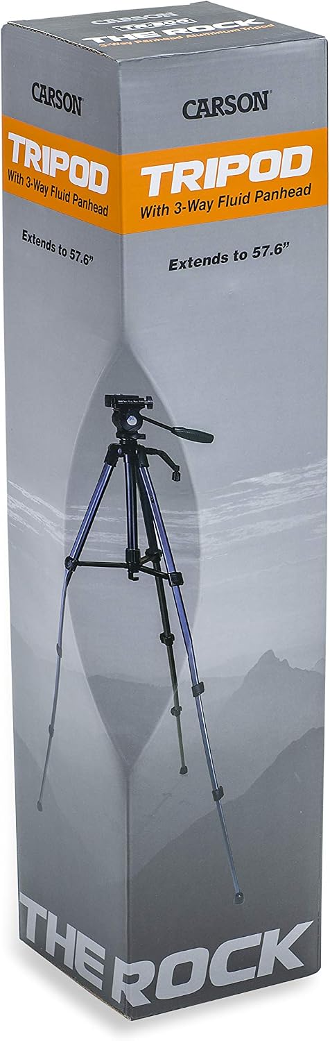 Carson The Rock 57.6'' 3-Way Fluid Panhead Tripod (TR-200), Black