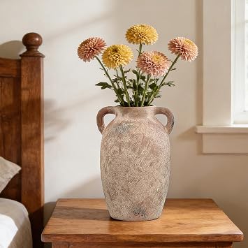 Brown Ceramic Vase-Boho Decorative Vase,Terracotta Tall Vases Decorative Pottery are Suitable for Decorating Living Rooms,Kitchens,and Bedrooms.
