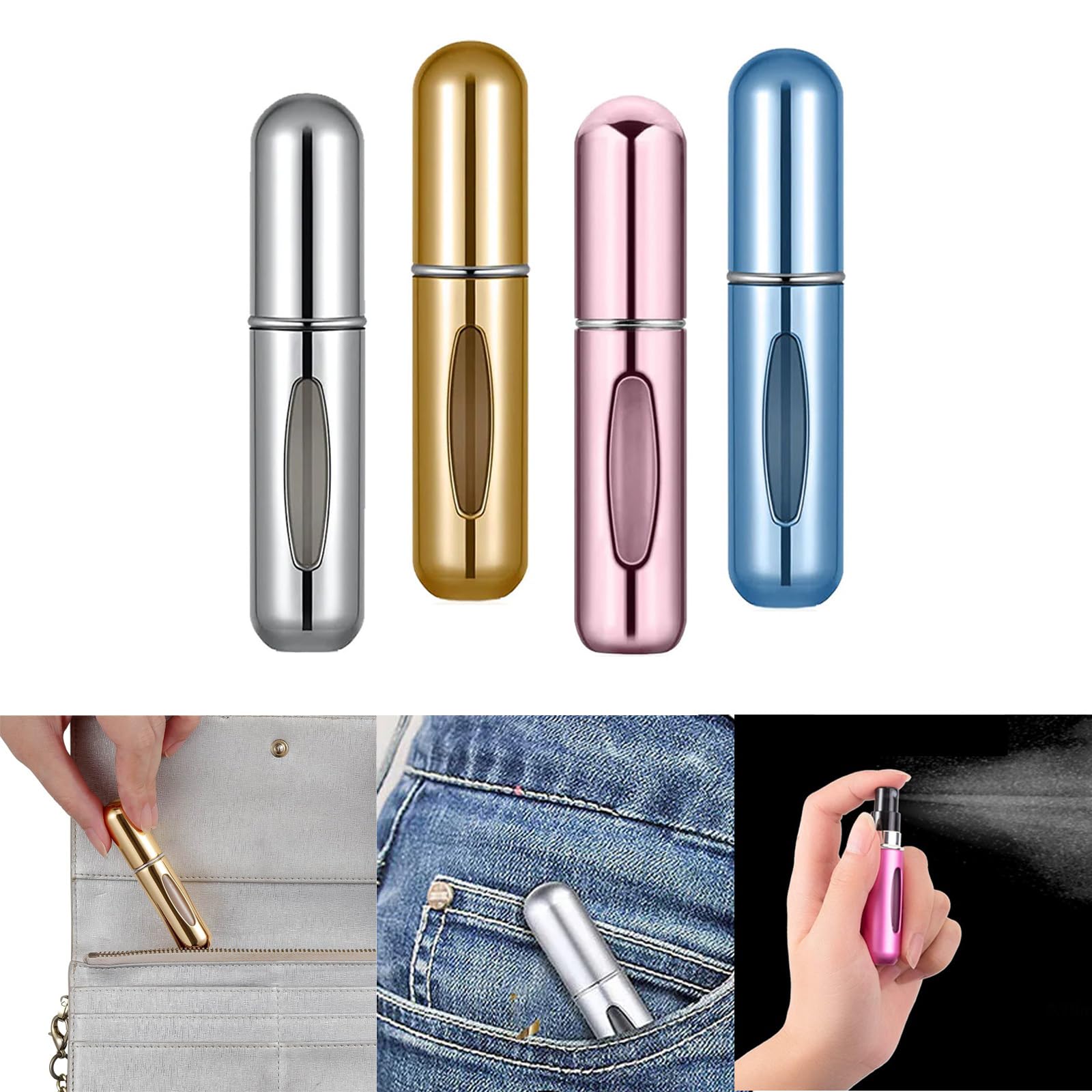 1Pc Portable Mini Refillable Leakproof Perfume Atmorizer Pump Scent Spray Cosmetic Container Empty Bottle for Travel Outgoing Pocket Friendly 5ml (Random Colour)-image-40