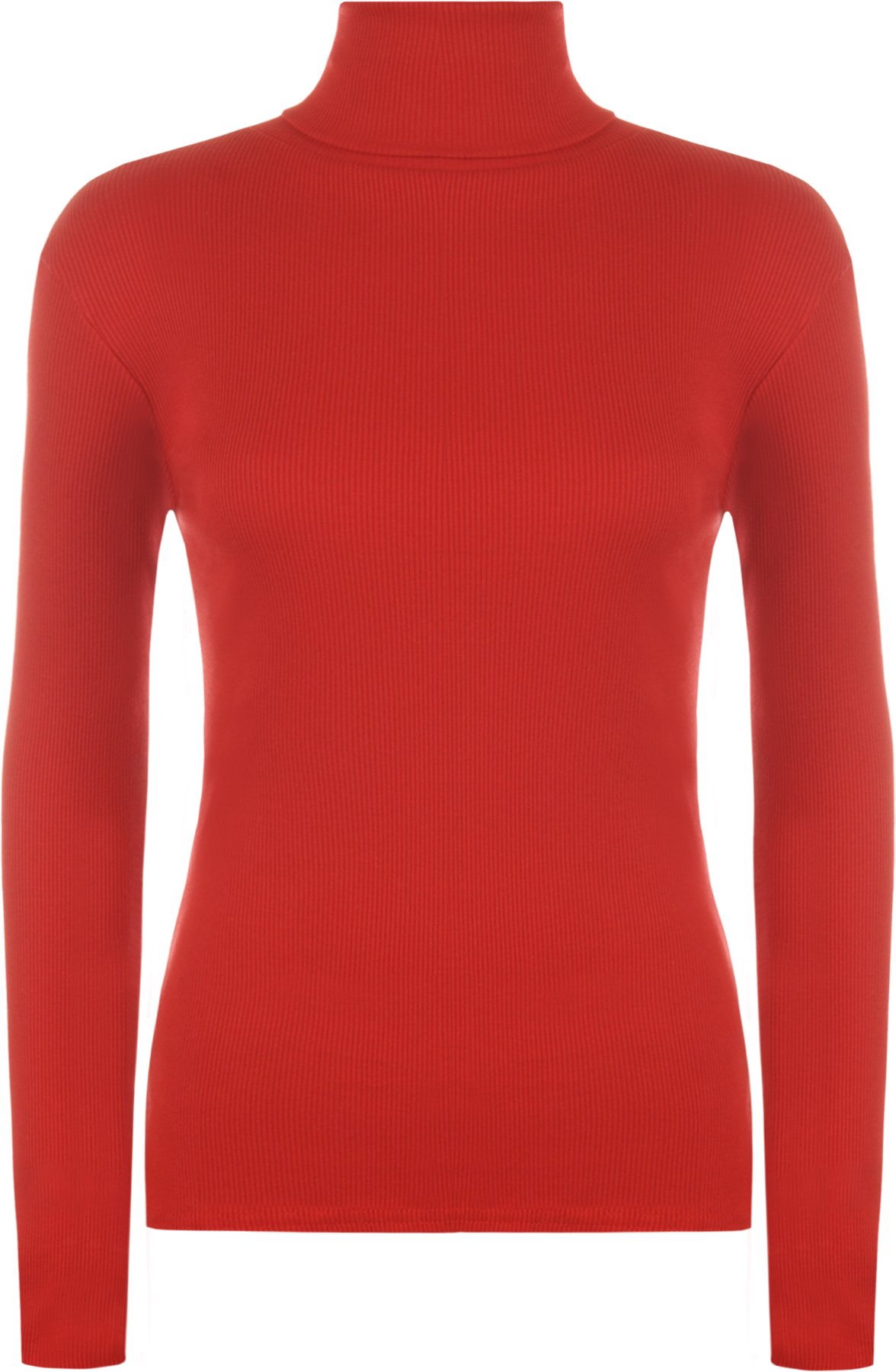 WearAll Ladies Ribbed Stretch Polo Neck Top Womens - Red - 8/10