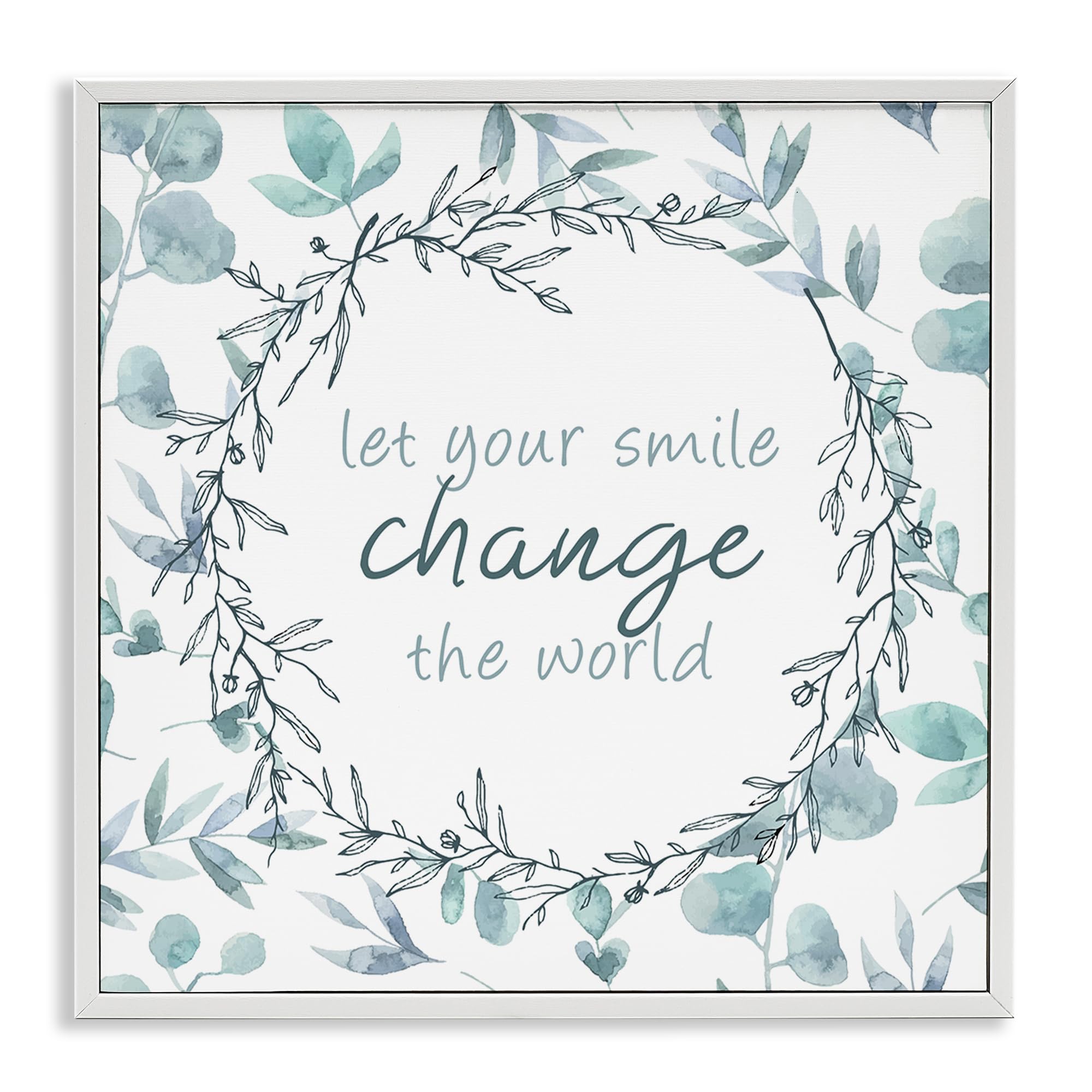 Stupell Industries Coastal White (Textured) Inspirational Floral Quote, 17 X 17 Inch Framed Giclée Print