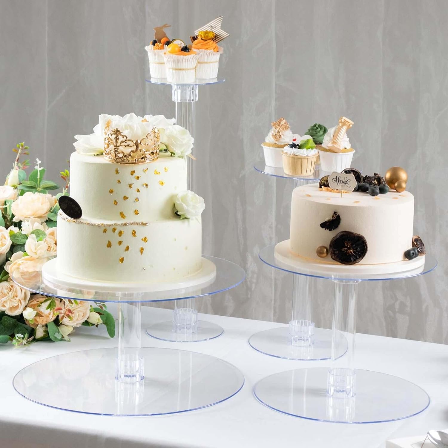 Efavormart Lovely 4 Tier Acrylic 16 inch Crystal Glass Clear Cake Dessert Decorating Stand For Birthday Xmas Party Wedding