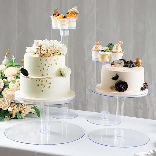 Miniatura 8 de Efavormart - Soporte de acrílico de 4 niveles de 16 pulgadas de cristal transparente para decoración de tartas de postres para cumpleaños, Navidad,
