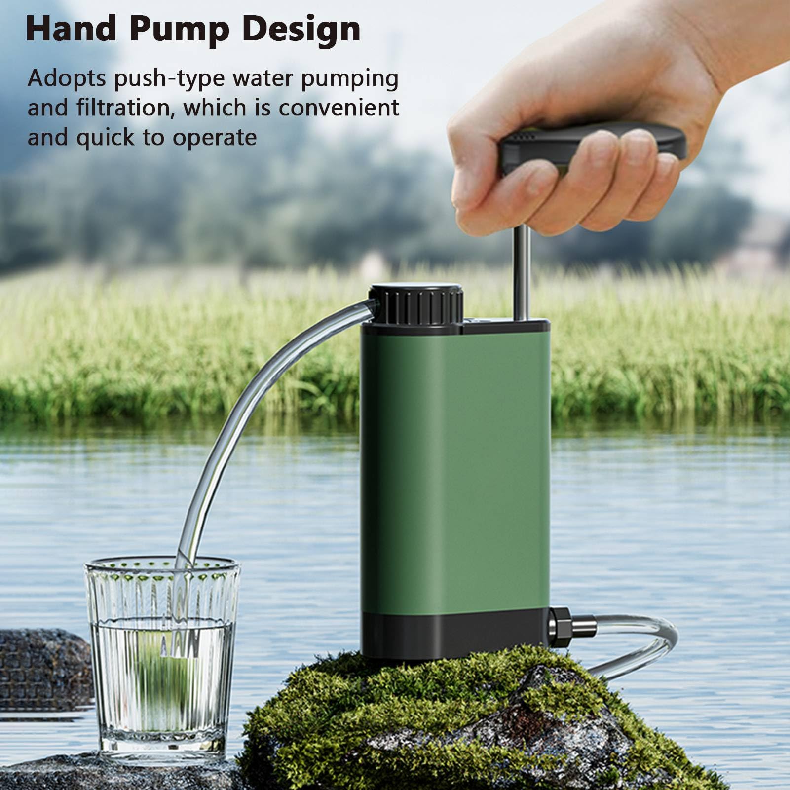 Walmeck Filtro Dell'acqua di Sopravvivenza Portatile Leggera di Purificazione a 3 Stadi in Acciaio Inossidabile per Campeggio Esterno Esterno (K8191)
