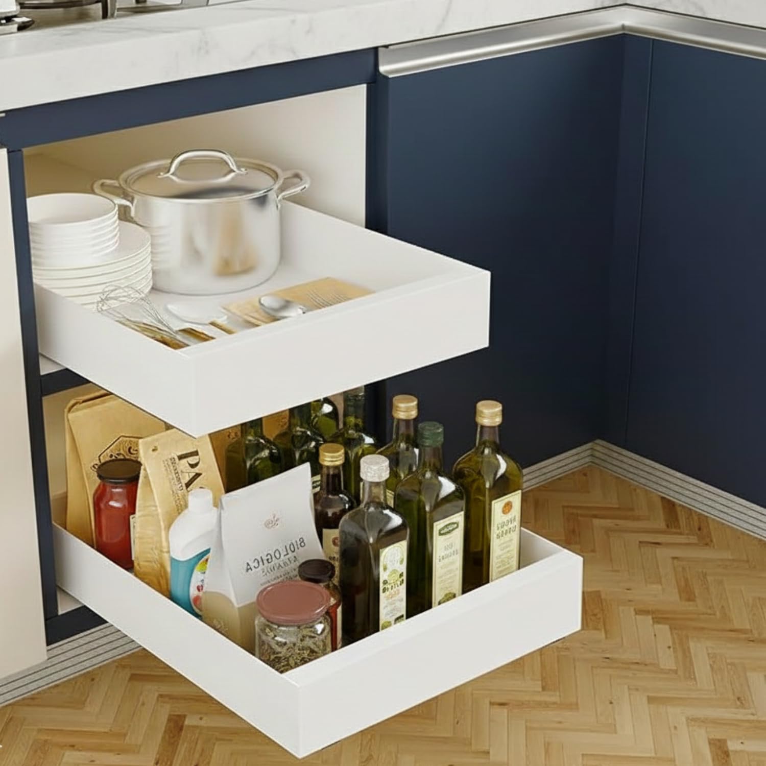 Raggle Pull Out Cabinet Organizer for Kitchens,Pull Out Drawers for Kitchen Cabinets,Sliding Drawers for Cabinets Heavy Duty Roll Out Shelf Storage for Kitchen,Bedroom Office (1, 38 * 25 CM)-image-43