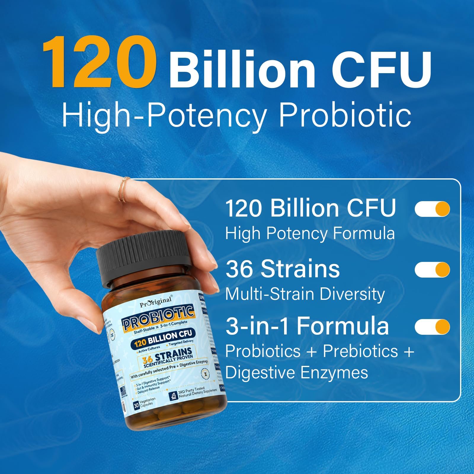 Probiotics for Women & Men 120 Billion CFU with 36 Strains, 30 Caps — Amazon image 2