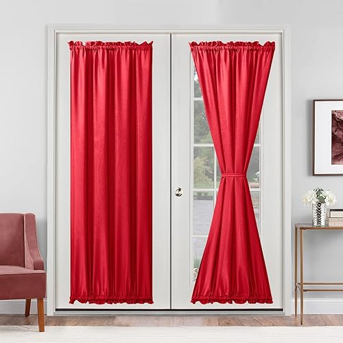 Miniatura 167 de Hiasan Cortinas para ventana de puerta delantera, bolsillo para barra, cortina de privacidad semitransparente para puerta francesa, 1 panel