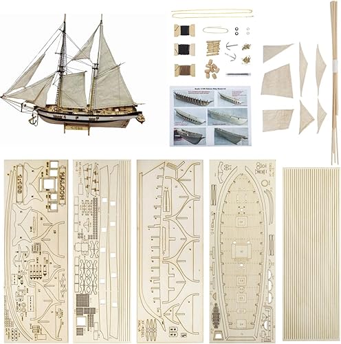 GAWEGM Kits de modelo de barco de madera para adultos para construir, escala 1100 1840 Halcon Baltimore Ship Kit de modelo de madera, con accesorios