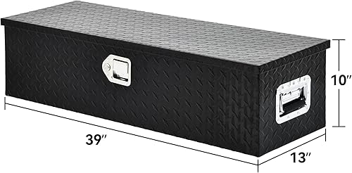 Miniatura 8 de YITAMOTOR Cajas de herramientas de aluminio resistente con estante deslizante, caja de herramientas de placa de diamante para camioneta, remolque,