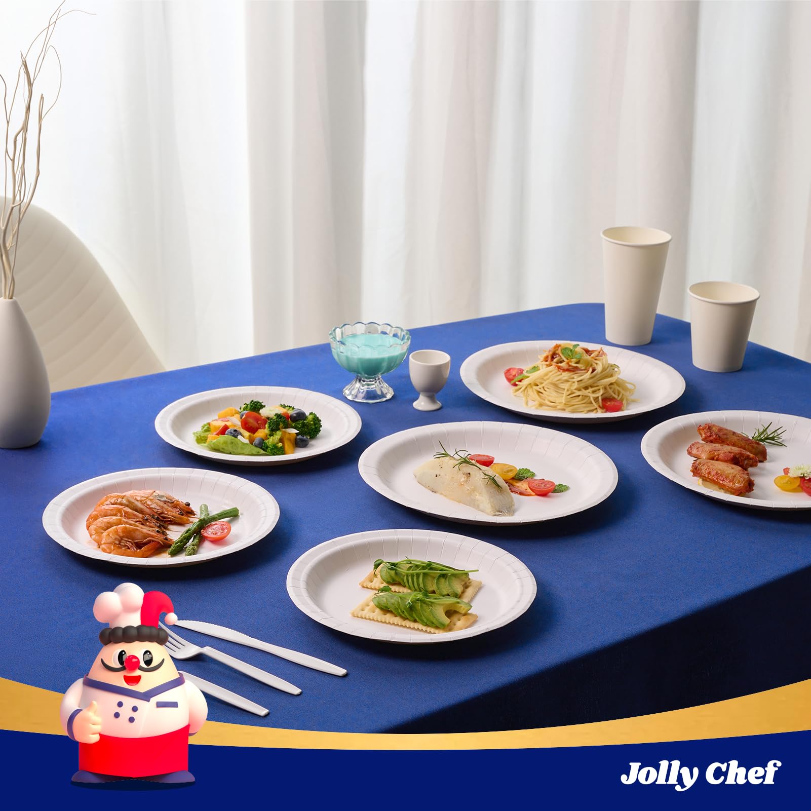 JOLLY CHEF Disposable Paper Plates - 140 Pack -7