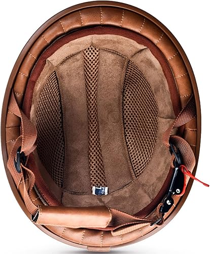 Miniatura 4 de Ever TA Medio casco unisex de motocicleta para adultos, aprobado por el DOT, estilo alemán, con hebilla de liberación rápida, gorra de béisbol