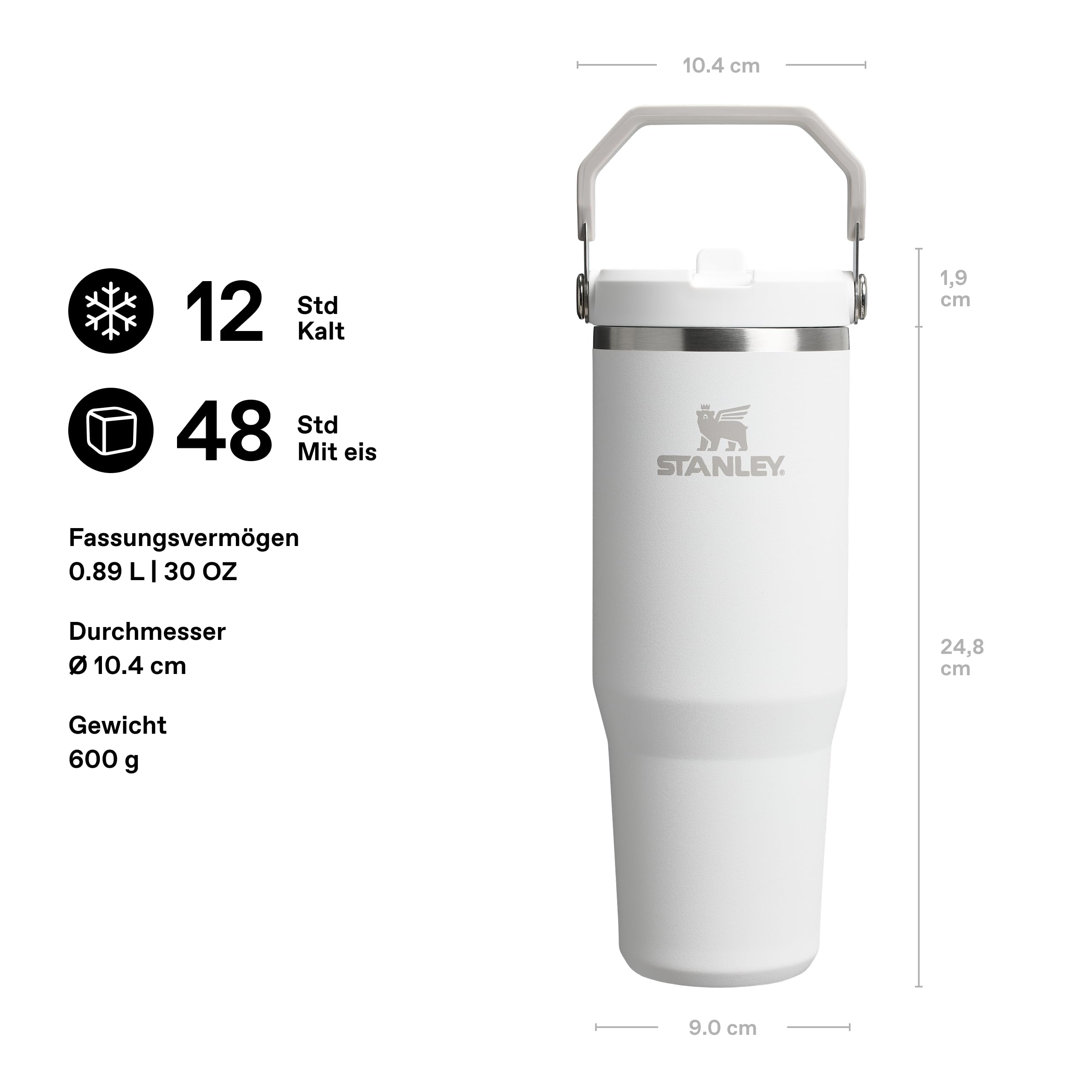 Stanley 1913 Flip Straw Tumbler Trinkflasche Mit Strohhalm 0.89L - Thermosflasche Hält 12+ Stunden Kalt - Spülmaschinenfest - Sportflasche - Wasserflasche BPA Frei - Frost