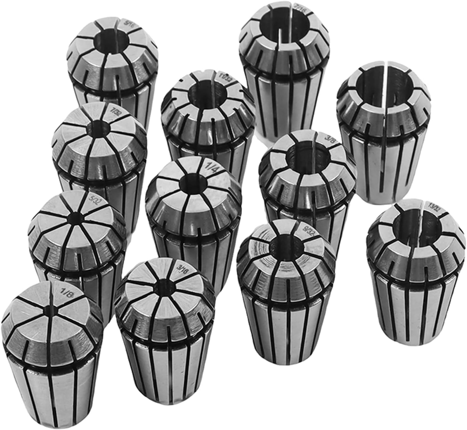 WFLNHB 12 Pcs ER20 1/8"-1/2" Accuracy ER-20 Collets Set for CNC Milling Lathe Tool Workholding Engraving Machine