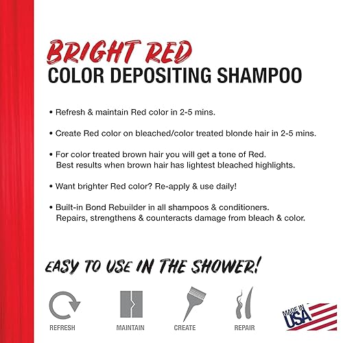 Miniatura 3 de No Fade Fresh Champú de deposición de color rojo brillante con reconstructor de uniones BondHeal vegano libre de crueldad tinte refrescante de color