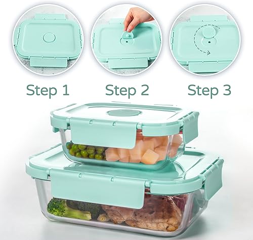 Miniatura 3 de HAKEEMI Paquete de 10 recipientes de vidrio para preparación de comidas, recipientes herméticos de almacenamiento de alimentos con tapas,