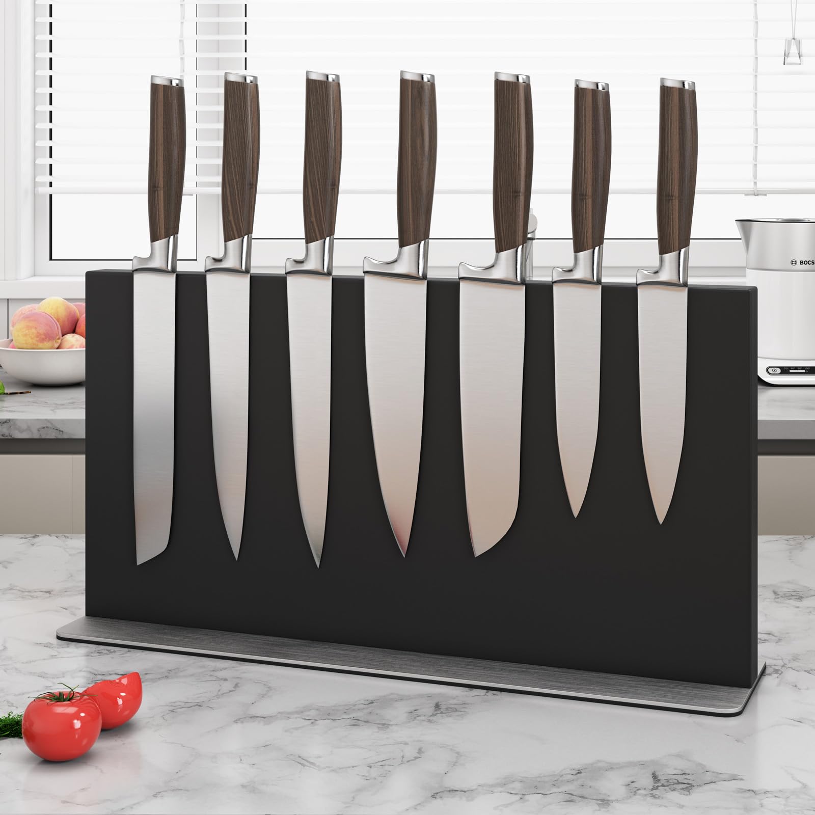 Grand bloc magnétique noir universel et multifonction pour ranger les couteaux de cuisine