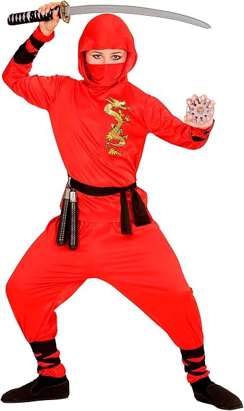 W WIDMANN MILANO Party Fashion - Costume enfant Red Dragon Ninja, Guerrier, Samouraï, Costumes de carnaval - 2