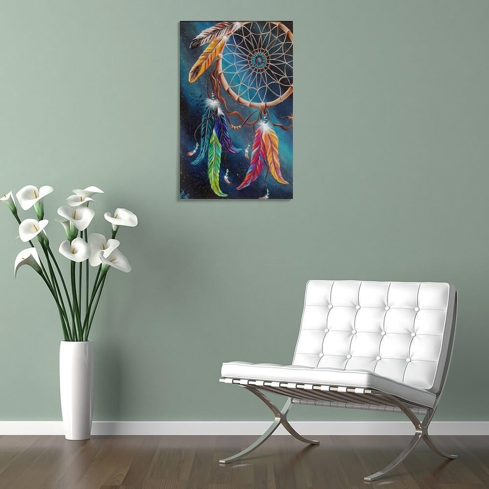 Leinwand-Kunst, Traumfänger, Heimdekoration, Gemälde für Zuhause, Schlafzimmer, Rahmen, 30,5 x 45,7 cm