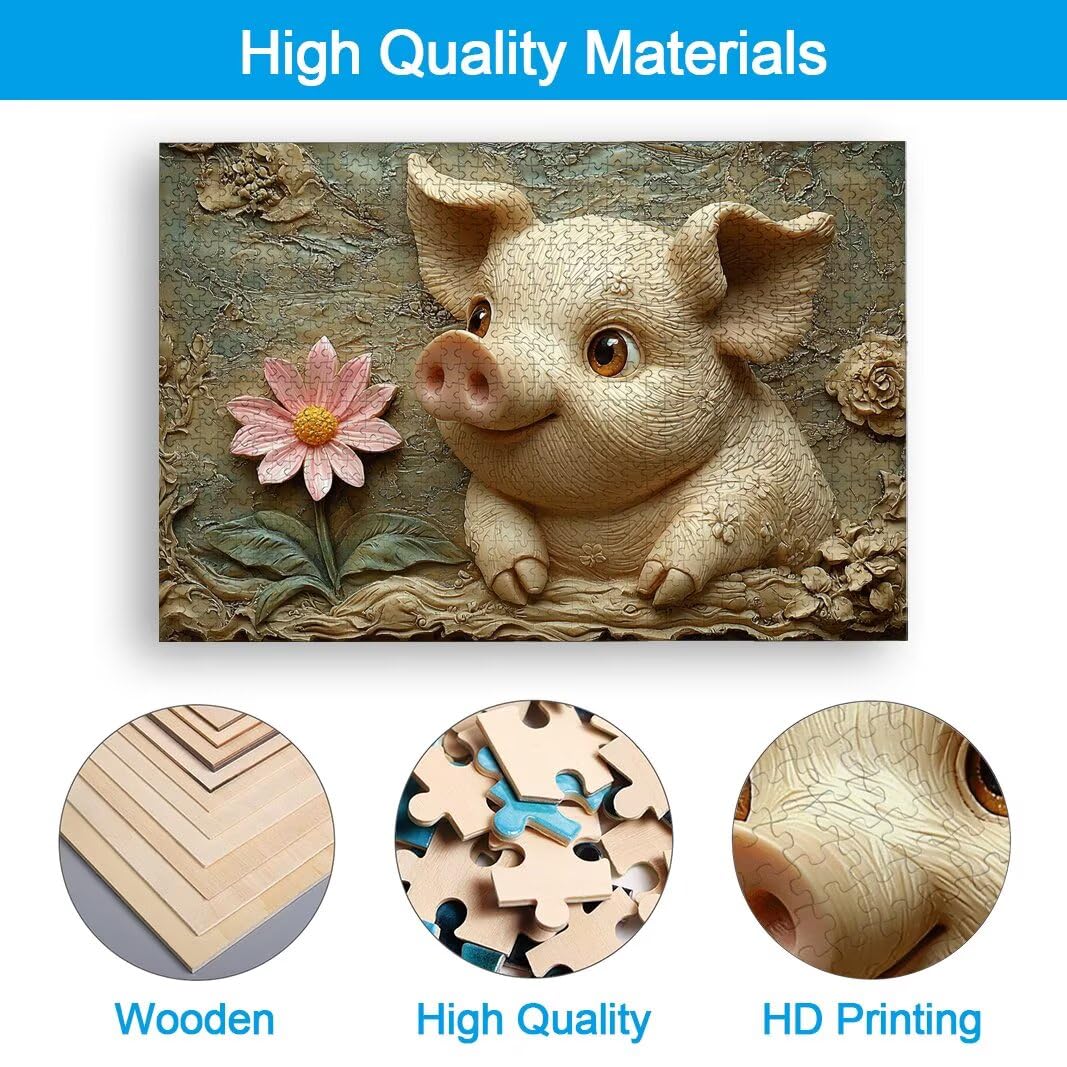 Puzzle 5000 Piezas, Puzzle Cerdo de Madera para Adultos, Regalos -2570