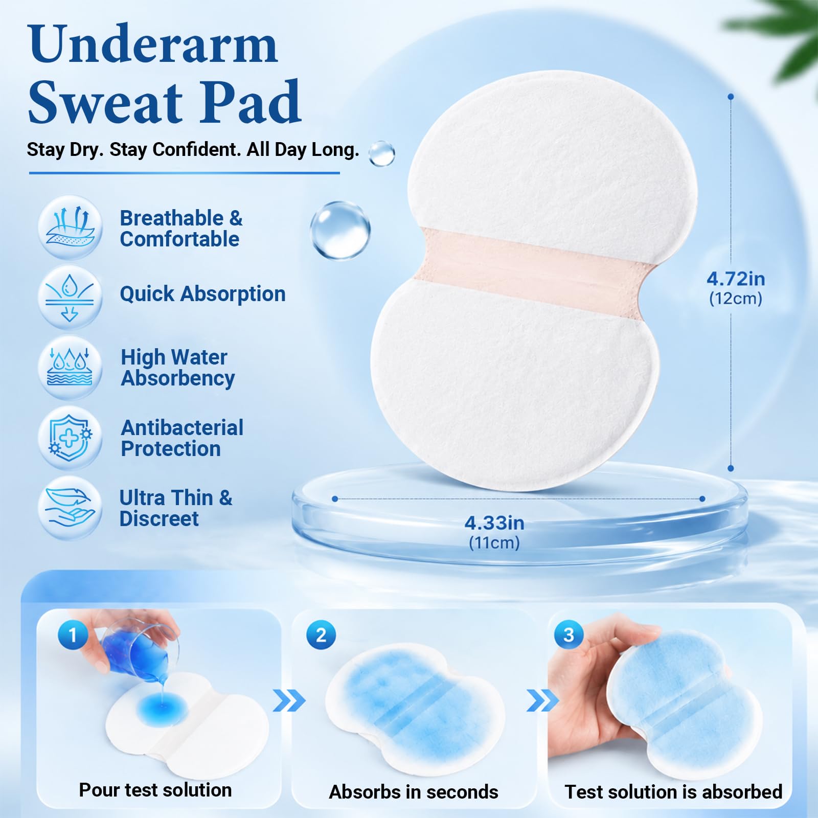 80 Piezas Almohadillas Autoadhesivas para Axilas, Almohadillas Protectoras para el Sudor, Invisibles y Cómodos, Efectiva Absorción Sudor, para Absorción y Reducir Olor, Protege Tus Prendas