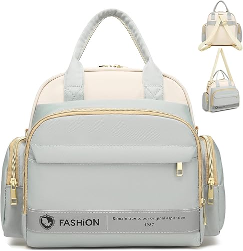 Bolsa de pañales pequeña cruzada, mini bolsa de pañales con 10 bolsillos, bolsa de bebé de viaje para niños y niñas, 2 bolsillos aislados, azul