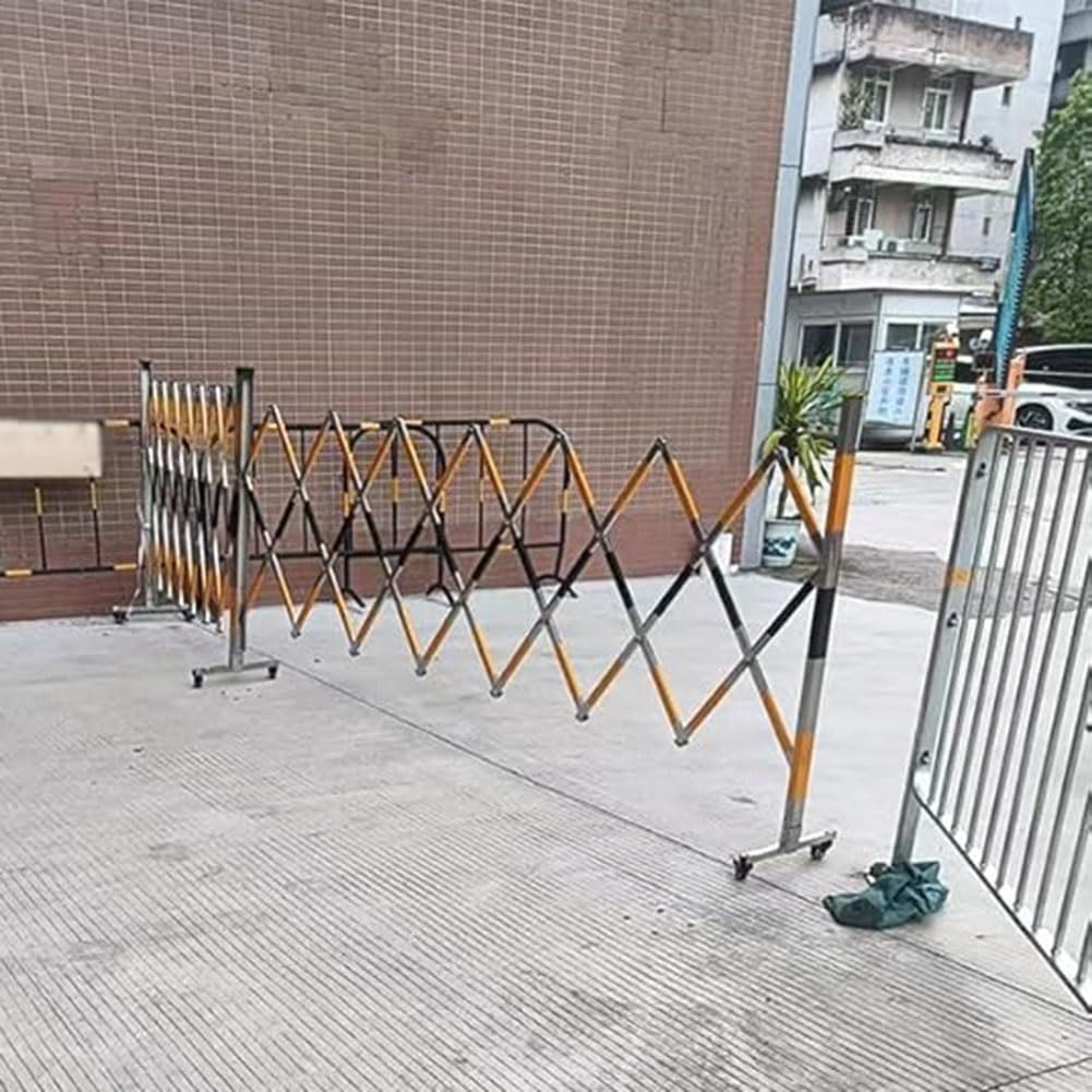Genérico Barrera de Seguridad móvil Extensible: Valla retráctil de Acero Inoxidable Duradero, Puerta portátil para Control de multitudes, Barrera de tráfico Exterior Flexible (Amarilla, 1,2 x 1,5 m).