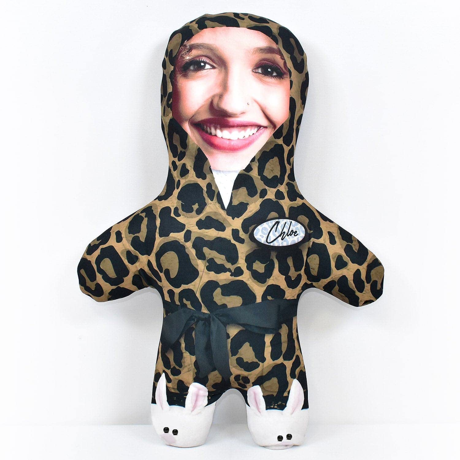 MINI ME! Fluffy Leopard Dressing Gown Doll | Personalised Teddy | Novelty Gift of the Year Finalist | Approx 33cm x 46cm The Original Doll | Made in GB