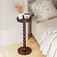 Vista 8 de Solid Wood Drink Table, Rubber Wood Small Round Side Table for Small Spaces, Martini Tables, Pedestal End Tables for Living Room, Bedroom, Corners